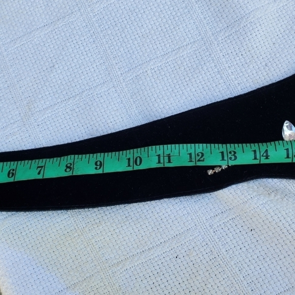 Vintage BlackVelvet Wide 80s bling belt‎ L - Picture 7 of 15